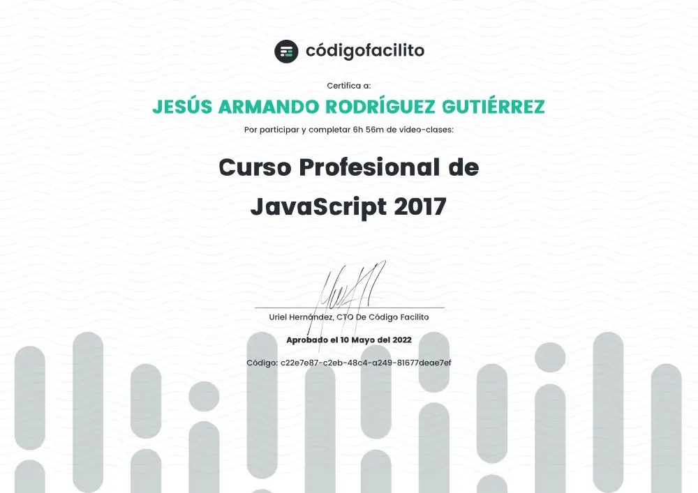 Certificado Profesional en JavaScript Código Facilito